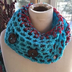 Ecb original design turquoise & red scarf infinity